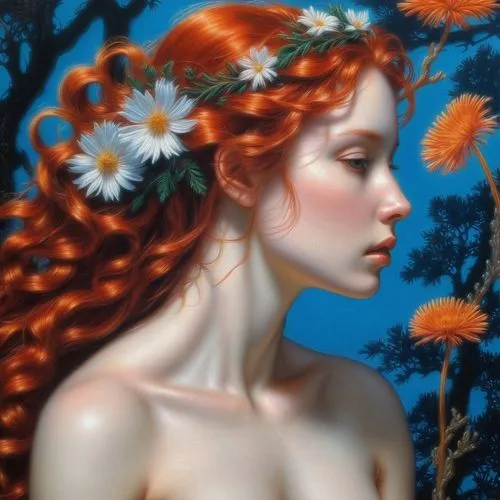 orange blossom,girl in flowers,faery,faerie,secret garden of venus,dryad,flora,fantasy art,girl in the garden,mystical portrait of a girl,girl in a wreath,flower fairy,fantasy portrait,wreath of flowers,rusalka,kahila garland-lily,splendor of flowers,oil painting,oil painting on canvas,cloves schwindl inge,Photography,Artistic Photography,Artistic Photography 02