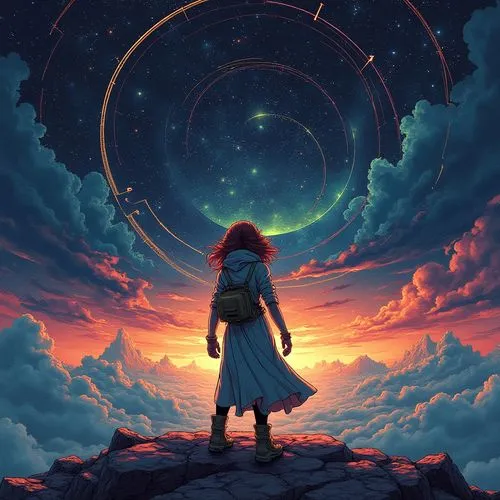 nausicaa,ponyo,cosmos,star sky,falling star,cielo,Conceptual Art,Sci-Fi,Sci-Fi 24