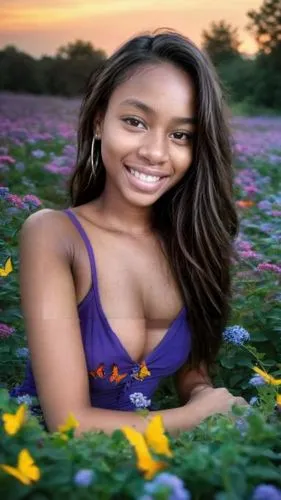 beautiful girl with flowers,girl in flowers,flower background,field of flowers,ethiopian girl,tamika