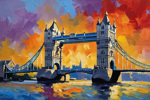 Tower Bridge.jpg,tower bridge,london bridge,oil pastels,big ben,thames,painting technique,oil painting on canvas,colorful city,art painting,bridges,london,river thames,rainbow bridge,thames trader,oil