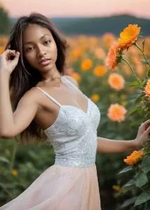 beautiful girl with flowers,girl in flowers,beautiful african american women,flower girl,rosemond,miss kabylia 2017