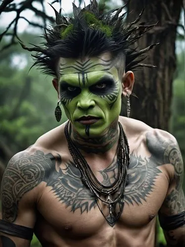 orcish,orc,buakaw,siberut,green skin,apocalypto,orcs,tatau,witchdoctor,maori,bukom,boonsrang,khru,ogress,warcraft,magua,greeniaus,salvatrucha,haka,outworld,Illustration,Realistic Fantasy,Realistic Fantasy 10