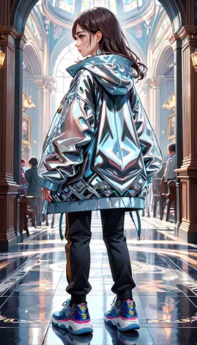 jacket,anime japanese clothing,windbreaker,cg artwork,fashion vector,parka,coat,imperial coat,cloak,outer,bjork,world digital painting,prismatic,soundcloud icon,fashionable clothes,celebration cape,metallic,raincoat,fashionable,outerwear,Anime,Anime,General