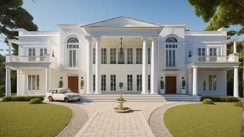 only change materials,a classic home with an elegant front yard,mansion,palladianism,luxury home,3d rendering,bendemeer estates,large home,Photography,General,Realistic