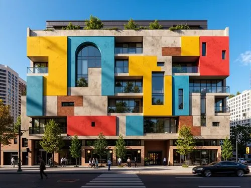 colorful facade,dizengoff,cube house,cubic house,seidler,tetris,cube stilt houses,tel aviv,public art,hotel w barcelona,bld,hejduk,kimmelman,mvrdv,letter blocks,edificio,athens art school,pedrera,superblock,multistorey