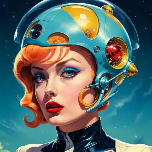 radebaugh,emshwiller,retro girl,astronaut helmet,pin ups,retro pin up girl,Conceptual Art,Sci-Fi,Sci-Fi 29