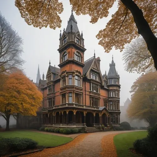 victorian house,old victorian,victorian,fairy tale castle,fairytale castle,victorian style,autumn fog,the haunted house,victoriana,victorians,haunted castle,witch's house,ghost castle,haunted house,brownstones,witch house,woodburn,beautiful buildings,driehaus,halloweentown,Photography,Black and white photography,Black and White Photography 12