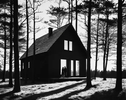 house in the forest,witch house,forest chapel,timber house,wooden house,witch's house,summer house,winter house,inverted cottage,olle gill,wooden hut,lonely house,sibelius,doll's house,stieglitz,blackhouse,snow house,the cabin in the mountains,house silhouette,cabin,Illustration,Black and White,Black and White 33