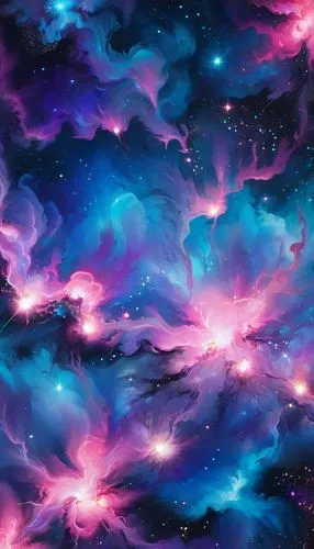 A vivid pink, blue, and purple galaxy painting with holographic glitter,unicorn background,galaxy,fairy galaxy,nebula,colorful stars,nebulas,purple wallpaper,galactic,nebulos,kaleidoscape,nebulae,gala