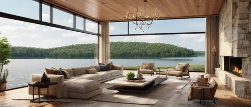 modern living room,lake view,fire place,house with lake,livingroom,interior modern design,luxury home interior,living room,house by the water,summer cottage,the cabin in the mountains,family room,raincoast,log home,modern decor,beautiful home,muskoka,contemporary decor,sunroom,snohetta,Illustration,Paper based,Paper Based 10