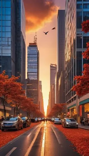 new york streets,autumn background,newyork,city scape,autumn morning,autumn scenery,Photography,General,Realistic