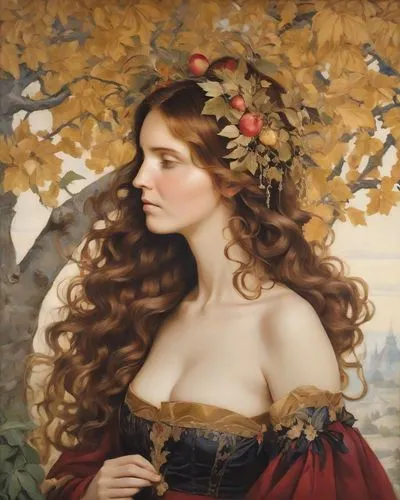 perugini,girl in a wreath,emile vernon,leighton,ophelia,persephone,Digital Art,Impressionism