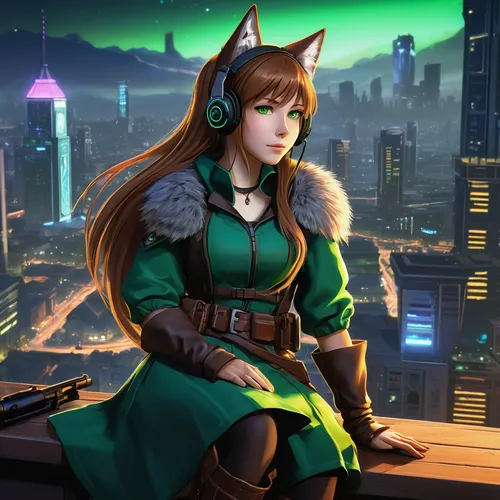 fox,kosmea,huntress,emerald,mara,gara,kinara,kitsune,green aurora,balalaika,jade,samara,elza,patrol,karnak,cute fox,artemis,aurora,dusk background,desert fox,Illustration,Vector,Vector 09