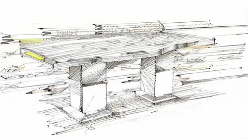 Mesa de comedor de madera maciza con patas en metál en cubos,frame drawing,technical drawing,moveable bridge,roof truss,wood structure,table saws,pergola,writing desk,house drawing,roof structures,fol