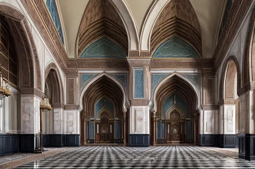 change the style to Islamic style, use wood and marble on the walls, make it more colorful, add blue to style, make it more luxury, change the style of floor ,the hassan ii mosque,monastery of santa m