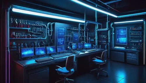 computer room,the server room,spaceship interior,computer workstation,laboratory,computerized,research station,neon human resources,cyberpunk,workstations,ufo interior,modern office,mainframes,cybercafes,cyberscene,lab,game room,sci - fi,cybersmith,electroluminescent,Illustration,Realistic Fantasy,Realistic Fantasy 24