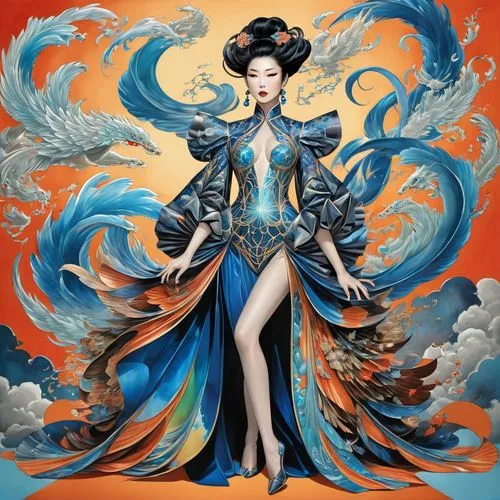 chinese art,oriental painting,oriental princess,peking opera,taiwanese opera,suit of the snow maiden,blue enchantress,chinese style,oriental,oriental girl,geisha girl,china southern airlines,geisha,fashion illustration,fantasy art,xuan lian,asian costume,shuanghuan noble,blue peacock,yi sun sin,Photography,Fashion Photography,Fashion Photography 26