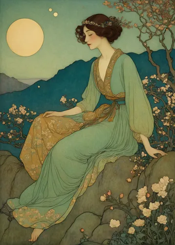 mucha,alfons mucha,rusalka,kate greenaway,art nouveau,narcissus of the poets,idyll,charlotte cushman,the sleeping rose,spring equinox,art nouveau design,narcissus,summer solstice,art deco woman,asher durand,the magdalene,lilian gish - female,bibernell rose,rose woodruff,rem in arabian nights,Illustration,Retro,Retro 17