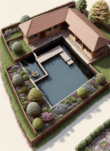 3d rendering,pool house,sewage treatment plant,house with lake,landscape design sydney,dug-out pool,landscape designers sydney,japanese architecture,render,house drawing,garden elevation,core renovation,landscape plan,3d rendered,garden pond,moated,japanese zen garden,architect plan,outdoor pool,hydropower plant