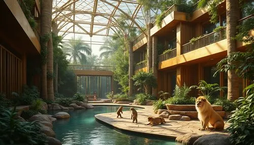 atriums,wintergarden,polyneices,gaylord palms hotel,gondwanaland,tropical jungle,fernbank,riverwoods,winter garden,atrium,kalahari,biodome,streamwood,conservatory,royal palms,hotel lobby,therme,amanresorts,tropical house,rainforest,Photography,General,Realistic