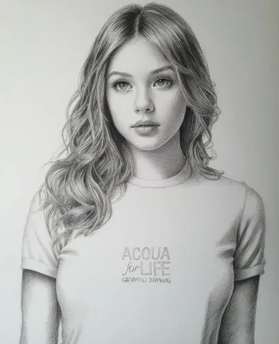 女生，黑白，素描，白色衬衫,a woman with blonde hair is posing for a po in a drawing,pencil drawing,acuvue,girl in t-shirt,graphite,charcoal pencil,girl drawing,Illustration,Black and White,Black and White 30