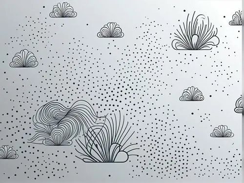 black and white patterns are featured on this wallpaper,radiolarians,cactus line art,jellyfishes,crinoids,labyrinthodonts,hydroids,Illustration,Black and White,Black and White 04