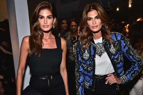 WEST HOLLYWOOD, CA - NOVEMBER 04: Kaia Jordan Gerber (L) and model Cindy Crawford attend the Balmain x H&M Los Angeles VIP Pre-Launch on November 4, 2015 in West Hollywood, California. (Photo by Micha