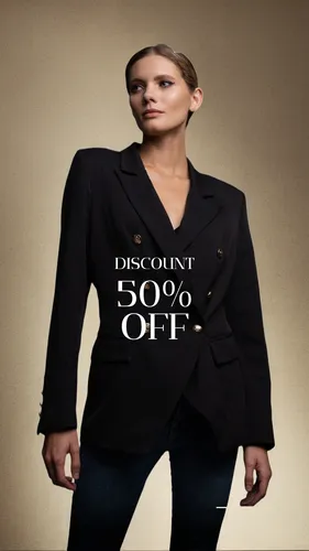 fifty percent off,the sale,winter sales,sale,sales,menswear for women,online sales,winter sale,public sale,black friday social media post,women's clothing,deal of the day,advertising clothes,sales person,women clothes,discounts,plus-size model,bussiness woman,a discount,woman in menswear