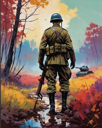 remembrance day,second world war,patrol,veterans day,veteran's day,first world war,lost in war,world war ii,world war,wwii,ww2,unknown soldier,rifleman,red army rifleman,game illustration,ww1,world war 1,1944,anzac,paratrooper,Conceptual Art,Oil color,Oil Color 25