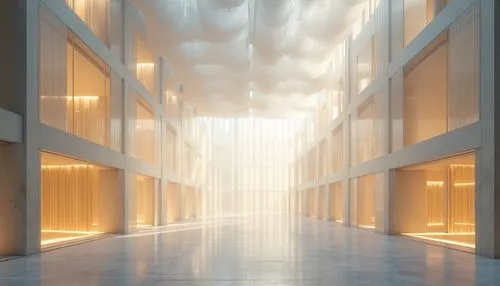 daylighting,hallway space,corridors,hallway,corridor,flavin,glass facade,luminaires,hallways,chipperfield,3d rendering,render,glass wall,glass facades,light space,opaque panes,luminaire,hall of nations,translucency,associati,Photography,General,Realistic