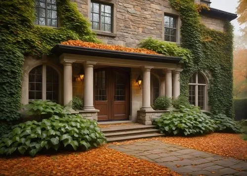 autumn decor,autumn decoration,seasonal autumn decoration,fall landscape,the threshold of the house,greystone,fall leaf border,parthenocissus,kleinburg,fall foliage,entryways,henry g marquand house,exterior decoration,country house,old colonial house,swarthmore,entryway,beautiful home,kykuit,driveways,Illustration,Realistic Fantasy,Realistic Fantasy 33