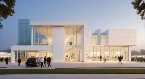 a shopping mall,a group of people walking around an outdoor area,champalimaud,bocconi,mfah,snohetta,futuristic art museum,epfl,Photography,General,Realistic