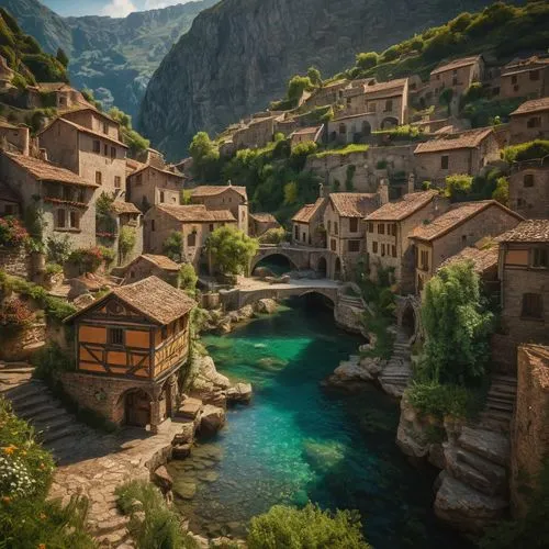 alpine village,mountain village,popeye village,mountain settlement,alagna,epirus,konjic,algar,gibian,zagoria,potes,dolac,derga,zagori,rougon,villages,kotor,the valley of the,butka,escher village,Photography,General,Fantasy