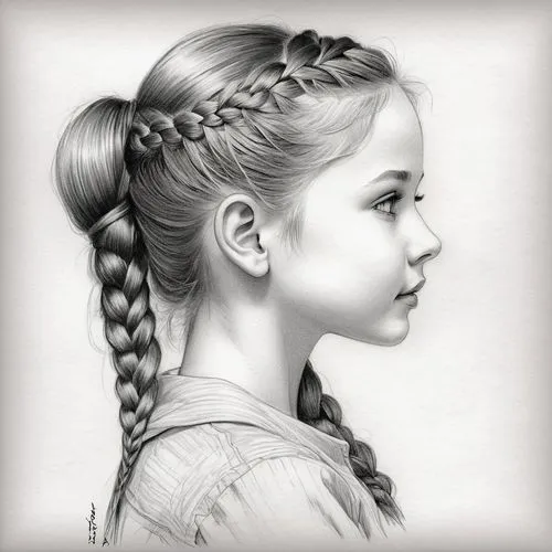 french braid,braids,girl drawing,braiding,girl portrait,braid,child portrait,pencil art,portrait of a girl,mystical portrait of a girl,pencil drawings,pencil drawing,braided,kids illustration,girl in a long,pony tails,hairstyle,girl with bread-and-butter,pigtail,cornrows,Illustration,Black and White,Black and White 30