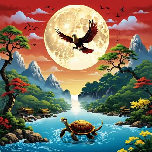 cartoon video game background,mid-autumn festival,dragon of earth,nature background,imagawa,yinglong