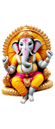 Ganesh Chaturthi, Indian festival, decorated idol, colorful flowers, sparklers, diyas, sweet offerings, modak, laddu, Hindu deity, elephant head, four arms, seated posture, bright colors, intricate ca