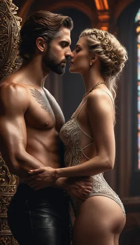 dancing couple,tantra,digital compositing,3d fantasy,fantasy picture,romance novel,latin dance,tango,retouching,witcher,adam and eve,argentinian tango,romantic portrait,aquaman,tango argentino,beautiful couple,fantasy art,hypersexuality,maori,male elf,Photography,General,Fantasy