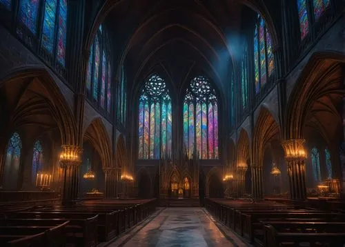 haunted cathedral,sanctuary,cathedral,stained glass windows,gothic church,stained glass,cathedrals,duomo,transept,church painting,ecclesiatical,sagrada,the cathedral,gesu,risen,notredame,churches,stained glass window,pcusa,black church,Art,Classical Oil Painting,Classical Oil Painting 16