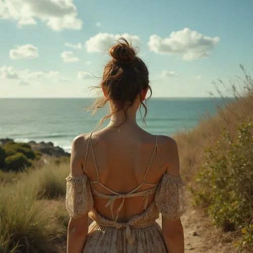 girl on the dune,girl in a long dress from the back,girl from the back,backless,girl from behind,alycia,Photography,Documentary Photography,Documentary Photography 04