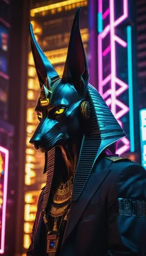 anubis,noir,jackal,cyberpunk,villainous,film noir,vigilante,nightshades,arkham,gotham,doberman,scourge,city ​​portrait,batman,synthetic,cybercity,haida,wallstreet,cityscape,cinematic,Conceptual Art,Sci-Fi,Sci-Fi 26