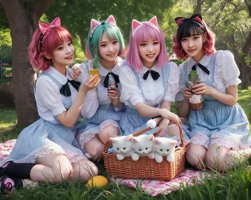 milkmaids,kawaii ice cream,lollipops,cherry orchard,tokimeki,heart candies,picnic basket,sugarplums,candies,tea party,snh,japanese kawaii,tea party collection,lollius,kawaii snails,kpp,paletas,kawaii children,picnic,kawaii foods,Illustration,Abstract Fantasy,Abstract Fantasy 14