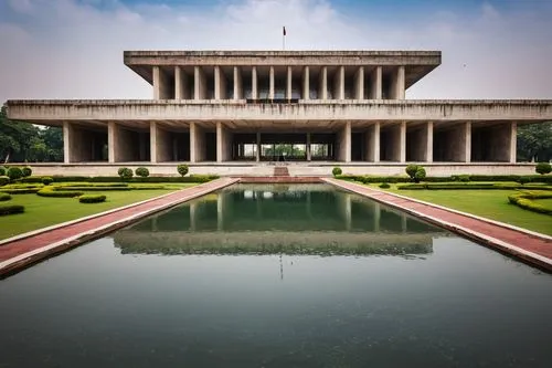 Le Corbusier's Chandigarh architecture, modernist, brutalist, geometric shapes, clean lines, functionalism, urban planning, cityscape, concrete, steel, glass, monumental scale, Capitol Complex, Palace