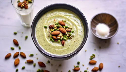 sheer khurma,kadhi,vichyssoise,pistachio ice cream,kheer,raita,béarnaise sauce,hyderabadi haleem,split pea,velouté sauce,rajas con crema,sauce gribiche,green sauce,cardamom,khichdi,maharashtrian cuisine,leek soup,matcha powder,pistachio nuts,haleem,Photography,General,Realistic