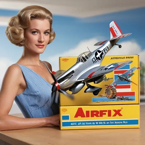 model aircraft,model kit,stewardess,model airplane,toy airplane,aircraft construction,flight attendant,model years 1958 to 1967,radio-controlled aircraft,air transport,airline,aviation,radio-controlled toy,pin-up model,plastic model,airways,air transportation,advertising figure,airlines,blonde girl with christmas gift,Photography,General,Commercial