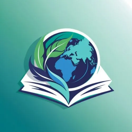 a logo of a university called UGAM, use blue and green palettes of color,a book with leaves and an earth on top,booksurge,wordpress logo,publish e-book online,publish a book online,ecological sustaina