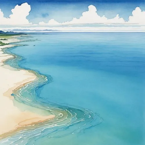 beach landscape,watercolor blue,sea landscape,seascape,sandbank,sandbars,sand coast,watercolour paint,studland,colwell,blue waters,coastal landscape,ningaloo,dune sea,tropical sea,fraser island,watercolorist,watercolour,beach scenery,sandbar,Illustration,Paper based,Paper Based 07