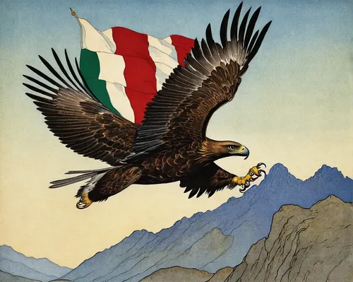 eagle illustration,italian poster,italy flag,stelvio,volpino italiano,italian flag,iran,segugio italiano,flag of iran,eagles,eagle drawing,eagle,italia,mexican revolution,iztlacihuatl,italy,persian gulf,dove of peace,lazio,iranian,Illustration,Retro,Retro 17