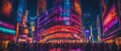 Modern skyscraper, futuristic architecture, sleek lines, glass facade, LED lights, cityscape, evening view, cinematic composition, shallow depth of field, film festival logo, red carpet, step-and-repe