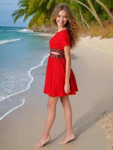 girl in red dress,beach background,walk on the beach,little girl dresses,children's photo shoot,in red dress,child model,red dress,red skirt,girl in a long dress,man in red dress,barefoot,on the beach,coral red,plus-size model,a girl in a dress,female model,little girl in pink dress,young model,red gown,Female,Australians,Curly,Teenager,M,Happy,Outdoor,Beach