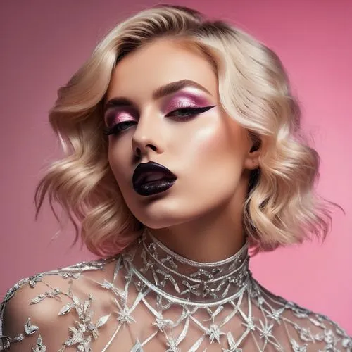 neon makeup,jeffree,glam,glammed,pink glitter,vintage makeup,loboda,glamorizing,dark pink in colour,gloss,pink background,glamor,kameron,tatianna,dark pink,raja,makeup artist,perrie,electra,fierce,Photography,General,Fantasy